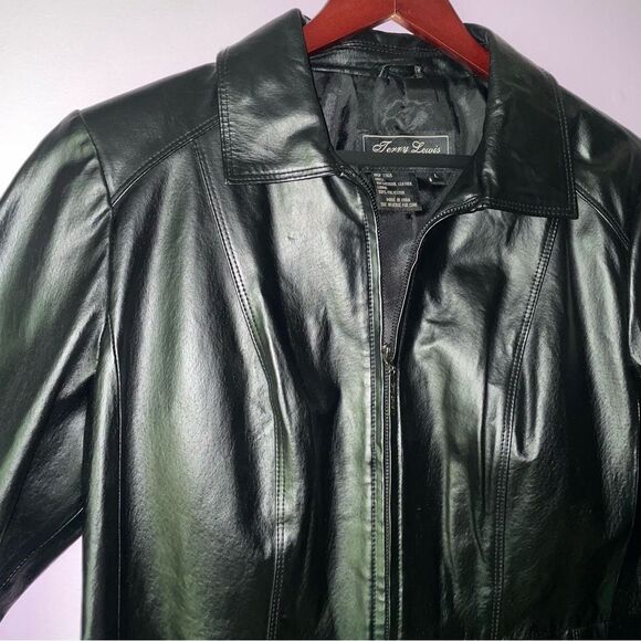 Jerry Lewis L Black Leather Jacket Zipper Collar - Picture 2 of 7